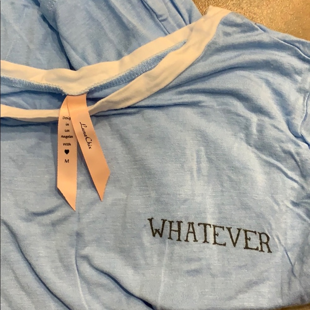 Zumiez Womens M "Whatever" Blue Long Sleeve Tee - Picture 3 of 3